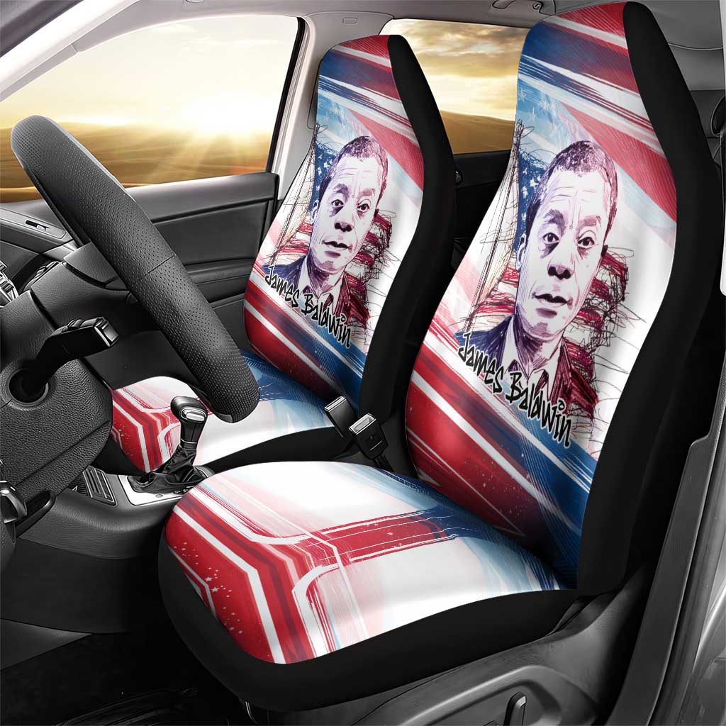 James Baldwin Car Seat Cover Artistic Portrait Quote on Love and Awareness Civil Rights Tribute - African Pride