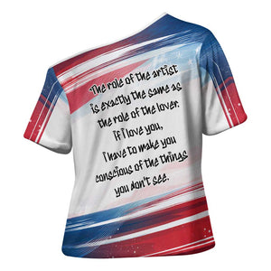 James Baldwin Cross Shoulder Shirt Artistic Portrait Quote on Love and Awareness Civil Rights Tribute - African Pride