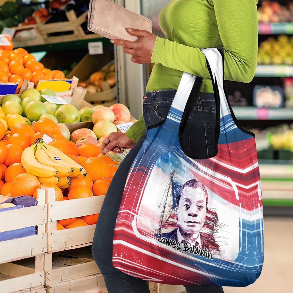 James Baldwin Grocery Bag Artistic Portrait Quote on Love and Awareness Civil Rights Tribute - African Pride