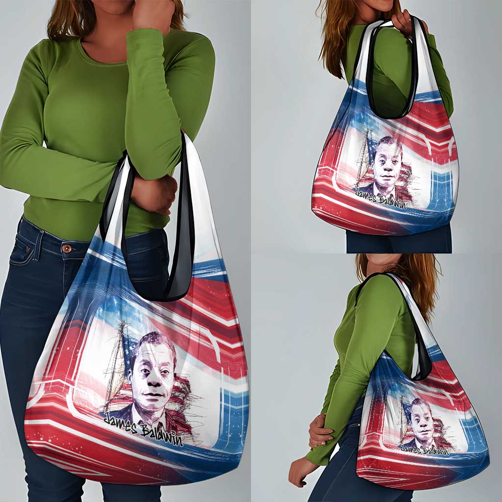 James Baldwin Grocery Bag Artistic Portrait Quote on Love and Awareness Civil Rights Tribute - African Pride