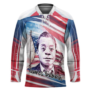 James Baldwin Hockey Jersey Artistic Portrait Quote on Love and Awareness Civil Rights Tribute - African Pride