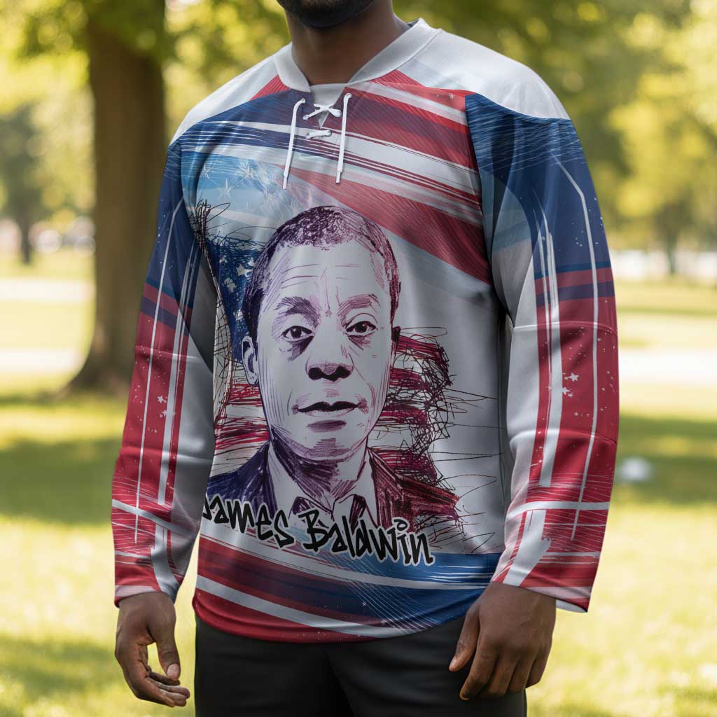 James Baldwin Hockey Jersey Artistic Portrait Quote on Love and Awareness Civil Rights Tribute - African Pride
