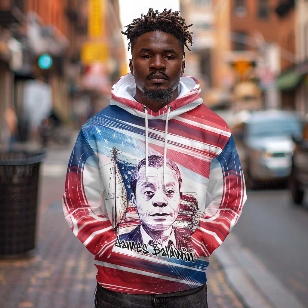 James Baldwin Hoodie Artistic Portrait Quote on Love and Awareness Civil Rights Tribute - African Pride