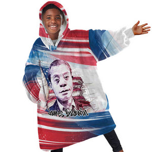 James Baldwin Kid Wearable Blanket Hoodie Artistic Portrait Quote on Love and Awareness Civil Rights Tribute - African Pride