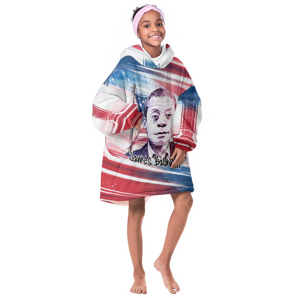 James Baldwin Kid Wearable Blanket Hoodie Artistic Portrait Quote on Love and Awareness Civil Rights Tribute - African Pride