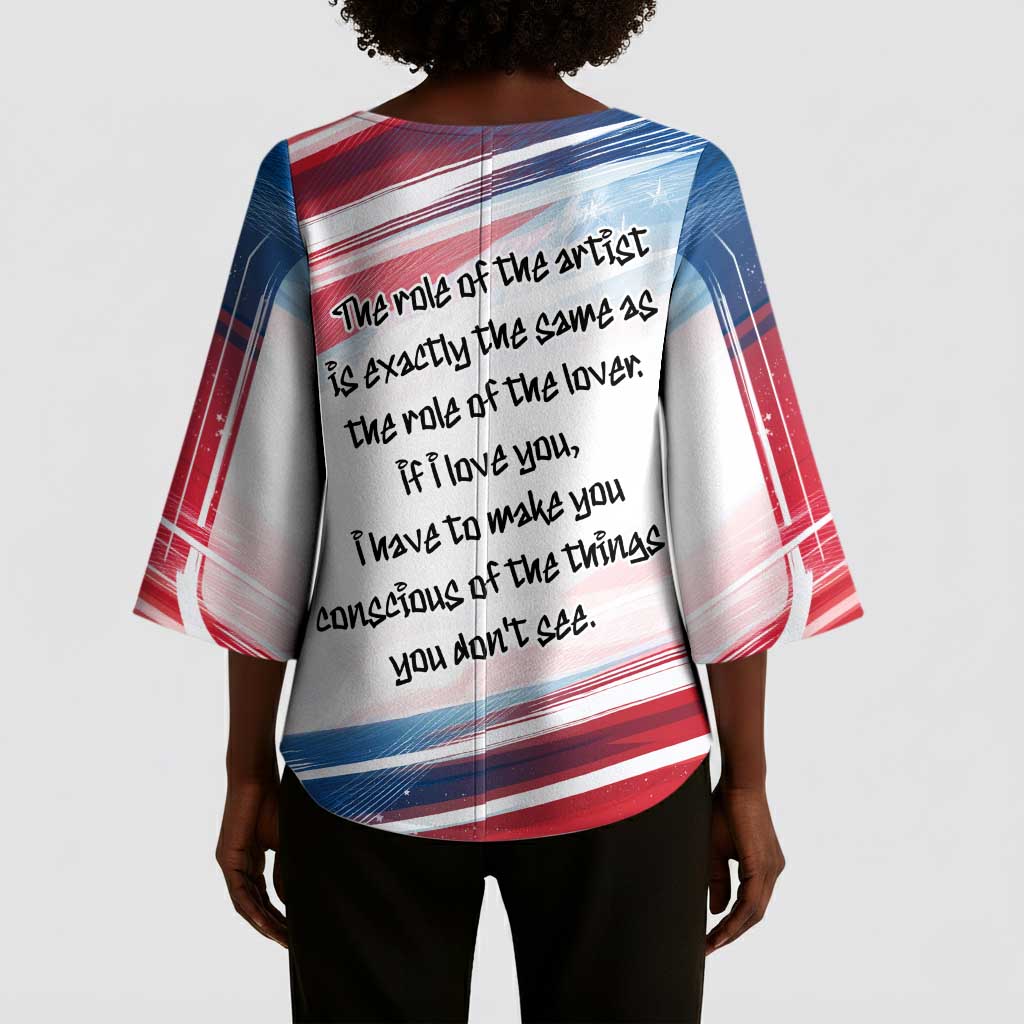 James Baldwin Kimono Sleeve Blouse Artistic Portrait Quote on Love and Awareness Civil Rights Tribute - African Pride