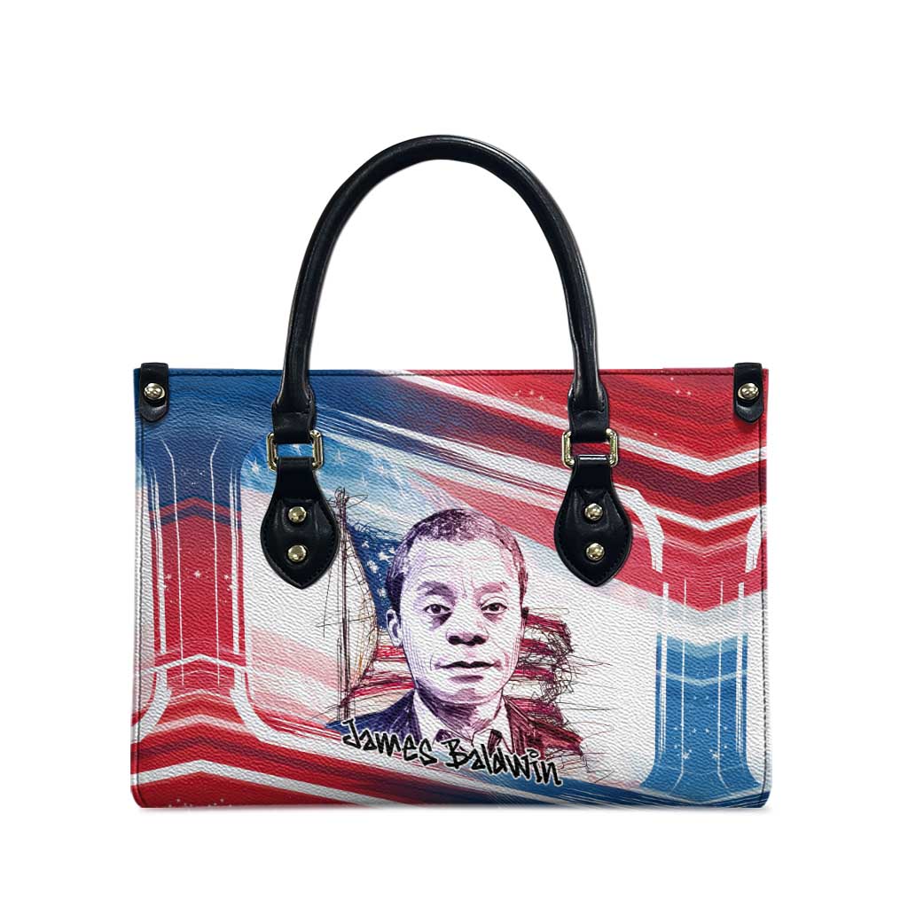 James Baldwin Leather Bag Artistic Portrait Quote on Love and Awareness Civil Rights Tribute - African Pride