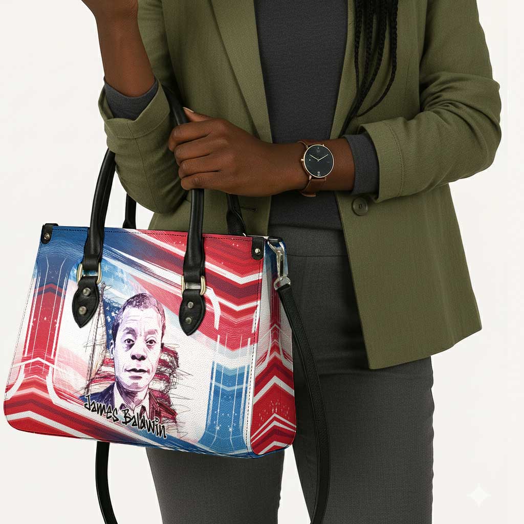 James Baldwin Leather Bag Artistic Portrait Quote on Love and Awareness Civil Rights Tribute - African Pride