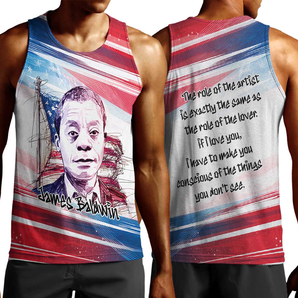 James Baldwin Men Tank Top Artistic Portrait Quote on Love and Awareness Civil Rights Tribute - African Pride