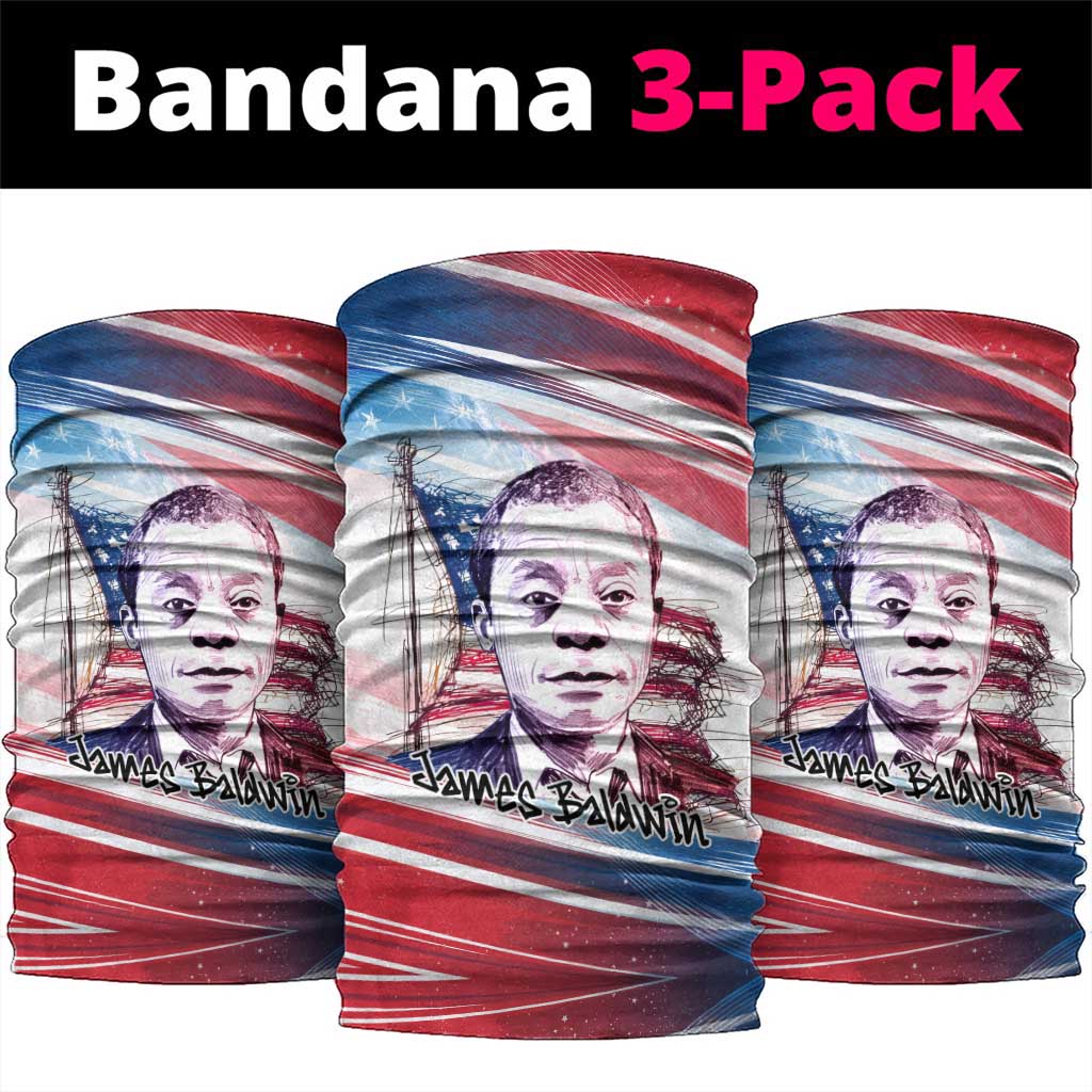 James Baldwin Neck Gaiter Artistic Portrait Quote on Love and Awareness Civil Rights Tribute - African Pride