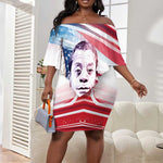 James Baldwin Off Shoulder Short Dress Artistic Portrait Quote on Love and Awareness Civil Rights Tribute - African Pride