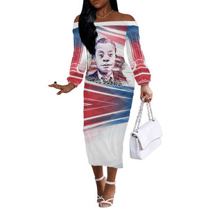 James Baldwin Off The Shoulder Long Sleeve Dress Artistic Portrait Quote on Love and Awareness Civil Rights Tribute - African Pride