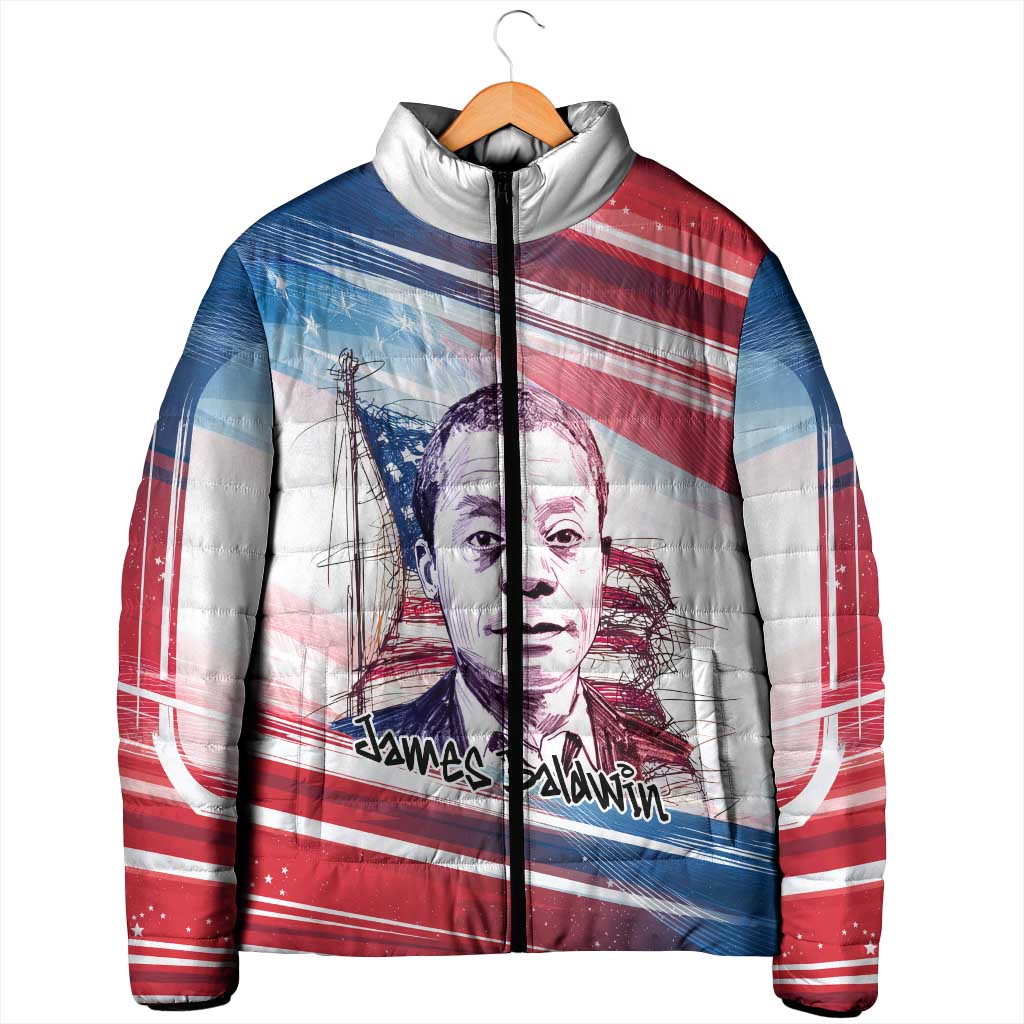 James Baldwin Padded Jacket Artistic Portrait Quote on Love and Awareness Civil Rights Tribute - African Pride