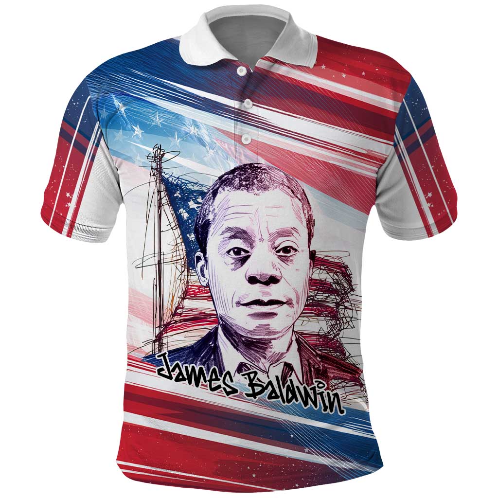 James Baldwin Polo Shirt Artistic Portrait Quote on Love and Awareness Civil Rights Tribute TS04