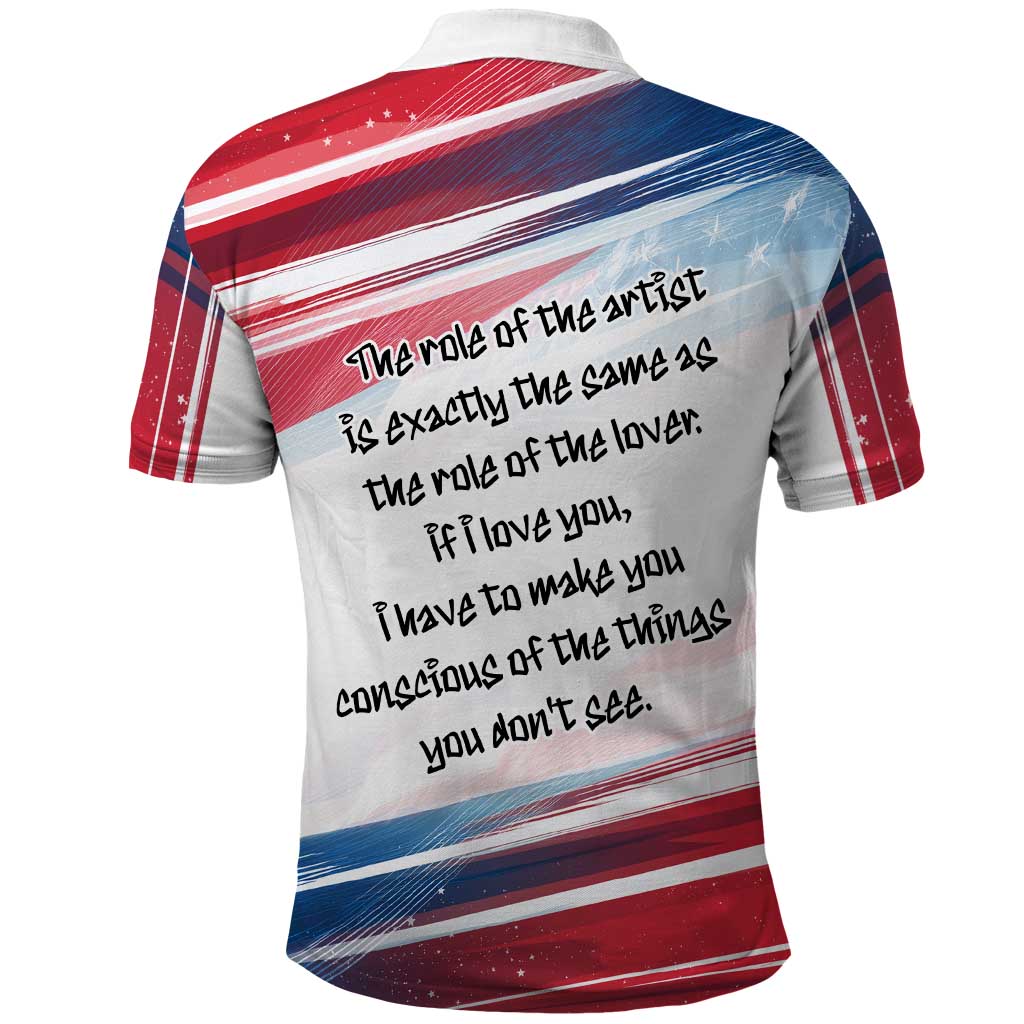 James Baldwin Polo Shirt Artistic Portrait Quote on Love and Awareness Civil Rights Tribute TS04