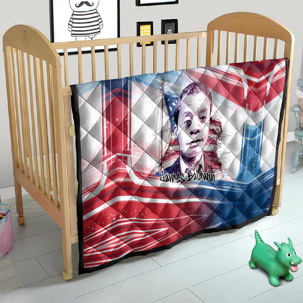 James Baldwin Quilt Artistic Portrait Quote on Love and Awareness Civil Rights Tribute - African Pride