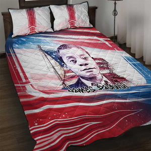 James Baldwin Quilt Bed Set Artistic Portrait Quote on Love and Awareness Civil Rights Tribute - African Pride