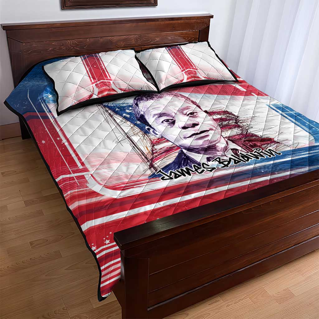 James Baldwin Quilt Bed Set Artistic Portrait Quote on Love and Awareness Civil Rights Tribute - African Pride