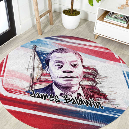 James Baldwin Round Carpet Artistic Portrait Quote on Love and Awareness Civil Rights Tribute - African Pride
