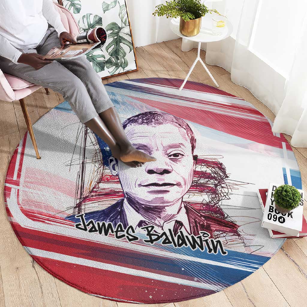 James Baldwin Round Carpet Artistic Portrait Quote on Love and Awareness Civil Rights Tribute - African Pride