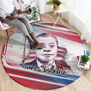 James Baldwin Round Carpet Artistic Portrait Quote on Love and Awareness Civil Rights Tribute - African Pride