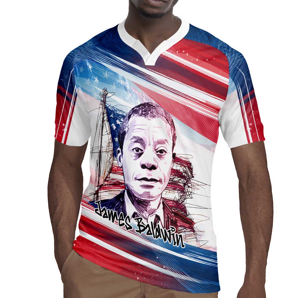 James Baldwin Rugby Jersey Artistic Portrait Quote on Love and Awareness Civil Rights Tribute TS04