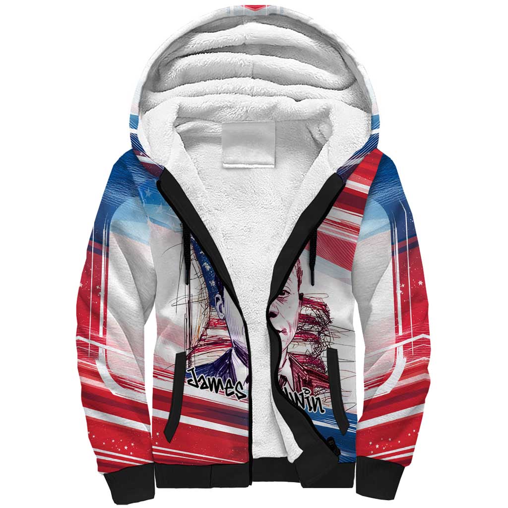 James Baldwin Sherpa Hoodie Artistic Portrait Quote on Love and Awareness Civil Rights Tribute - African Pride