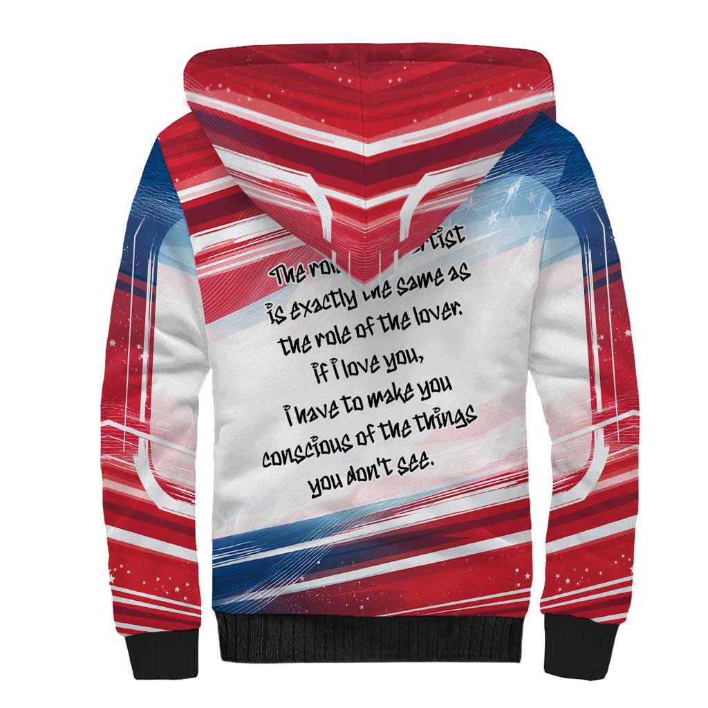 James Baldwin Sherpa Hoodie Artistic Portrait Quote on Love and Awareness Civil Rights Tribute - African Pride