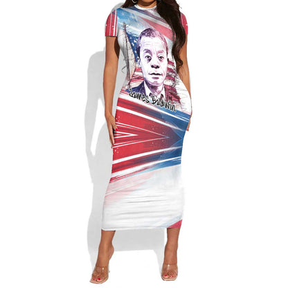James Baldwin Short Sleeve Bodycon Dress Artistic Portrait Quote on Love and Awareness Civil Rights Tribute TS04
