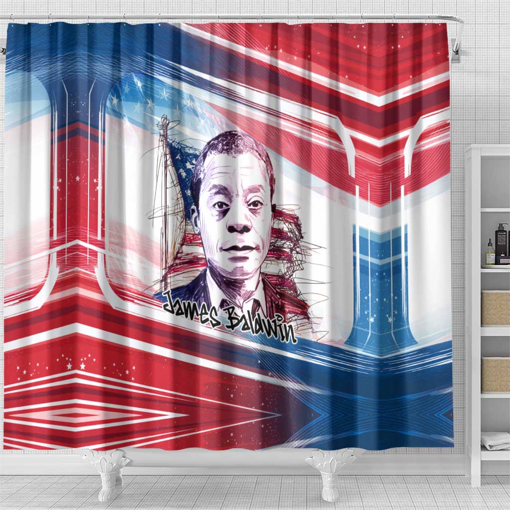 James Baldwin Shower Curtain Artistic Portrait Quote on Love and Awareness Civil Rights Tribute - African Pride