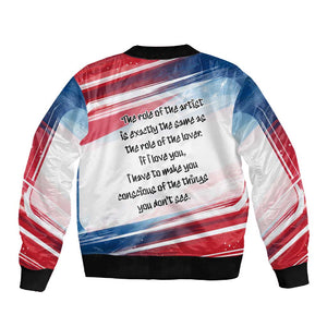 James Baldwin Sleeve Zip Bomber Jacket Artistic Portrait Quote on Love and Awareness Civil Rights Tribute - African Pride