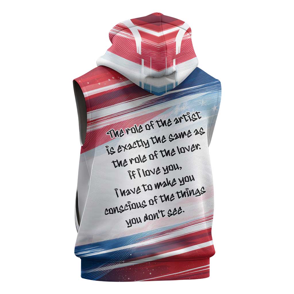 James Baldwin Sleeveless Hoodie Artistic Portrait Quote on Love and Awareness Civil Rights Tribute - African Pride