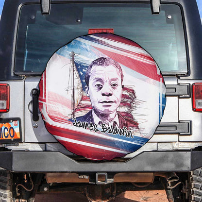 James Baldwin Spare Tire Cover Artistic Portrait Quote on Love and Awareness Civil Rights Tribute - African Pride