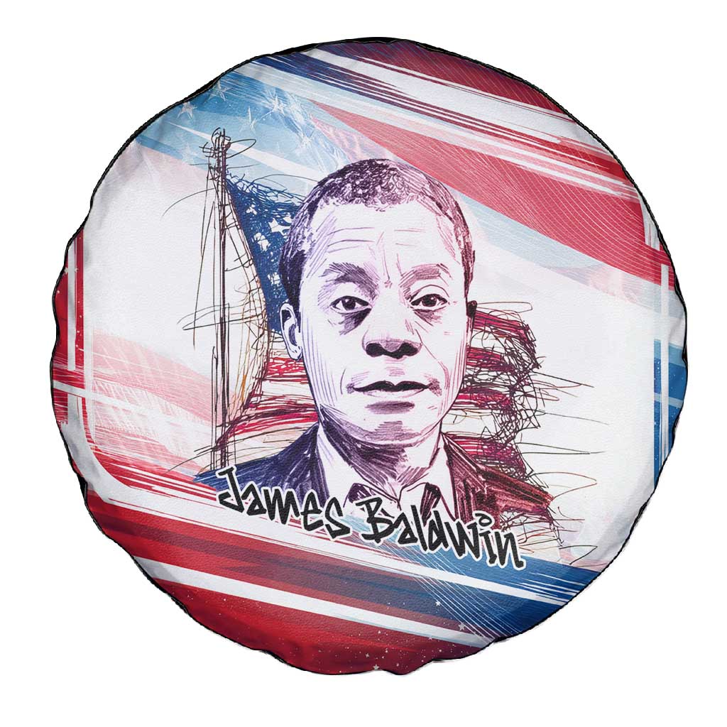 James Baldwin Spare Tire Cover Artistic Portrait Quote on Love and Awareness Civil Rights Tribute - African Pride