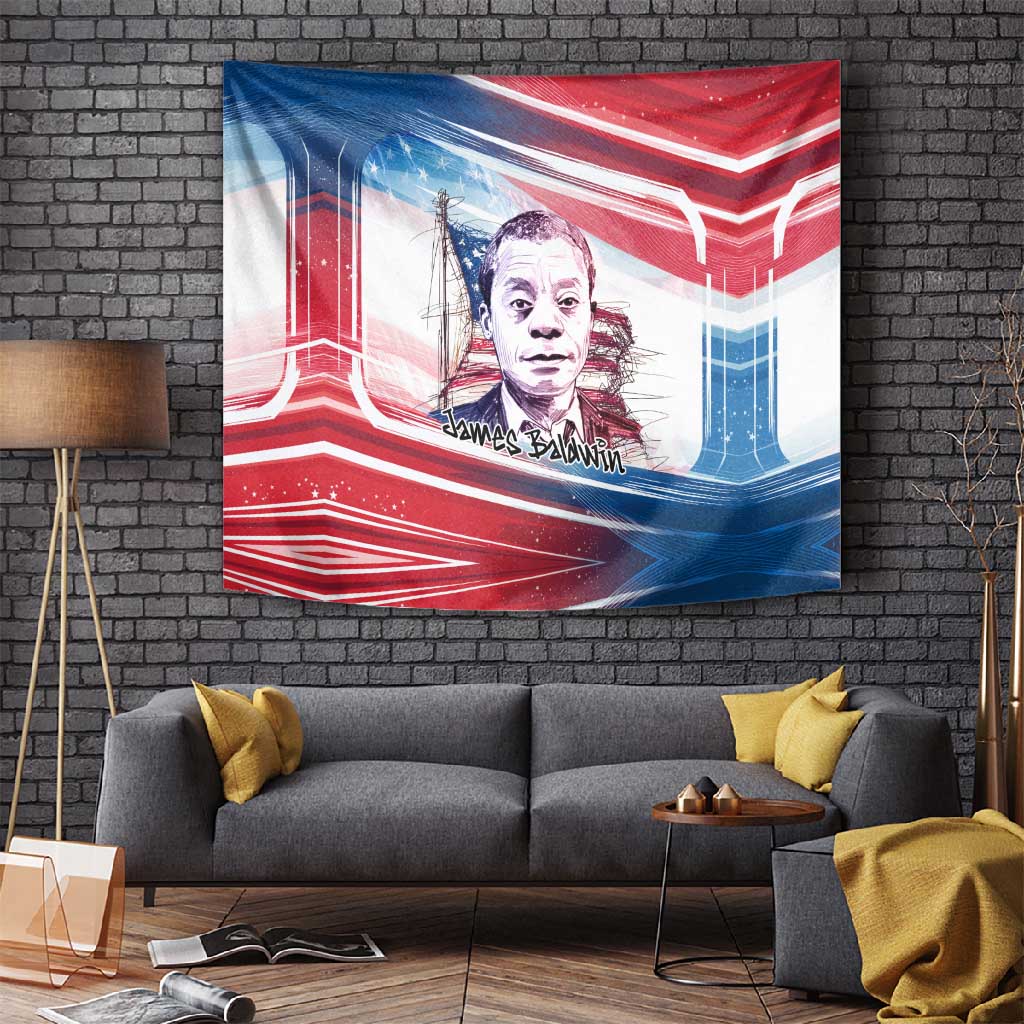 James Baldwin Tapestry Artistic Portrait Quote on Love and Awareness Civil Rights Tribute - African Pride