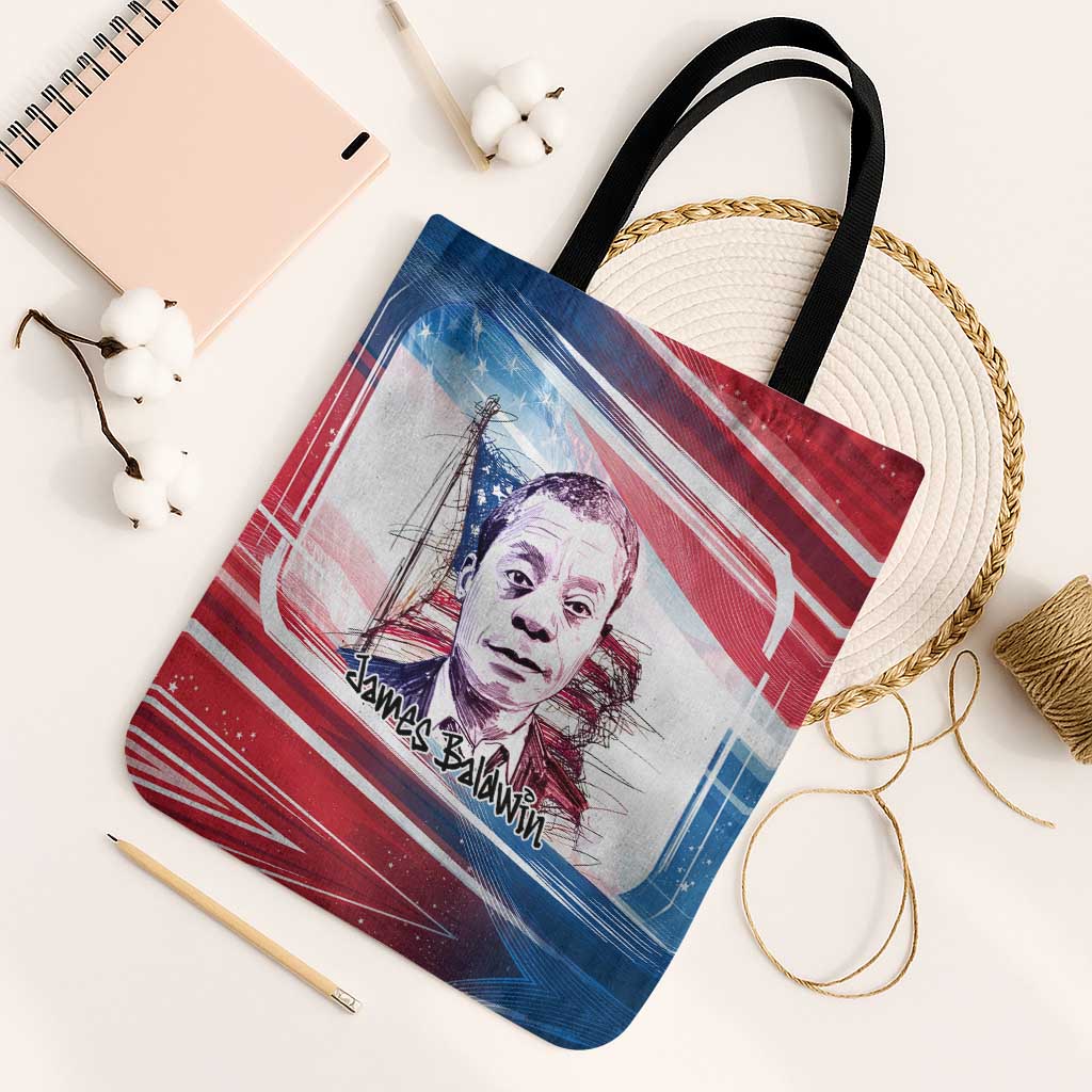 James Baldwin Tote Bag Artistic Portrait Quote on Love and Awareness Civil Rights Tribute - African Pride