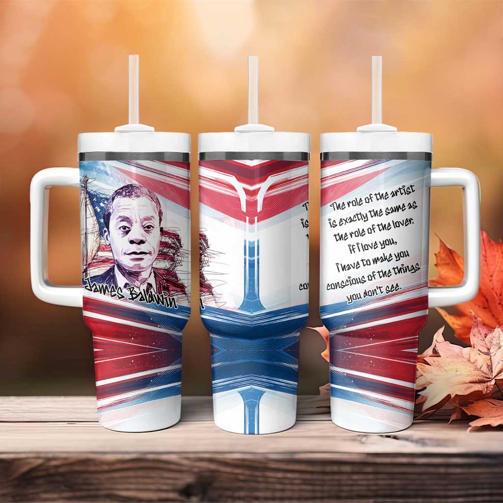 James Baldwin Tumbler With Handle Artistic Portrait Quote on Love and Awareness Civil Rights Tribute - African Pride