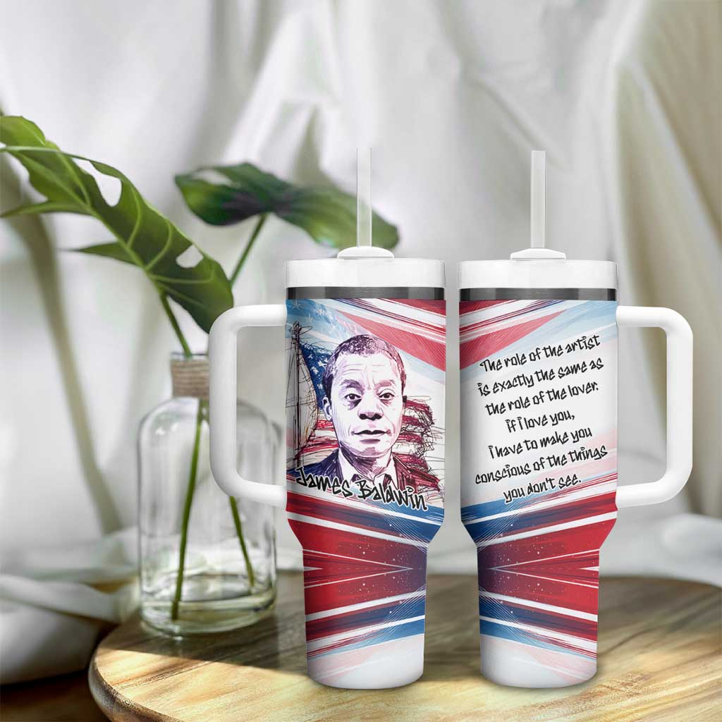 James Baldwin Tumbler With Handle Artistic Portrait Quote on Love and Awareness Civil Rights Tribute - African Pride