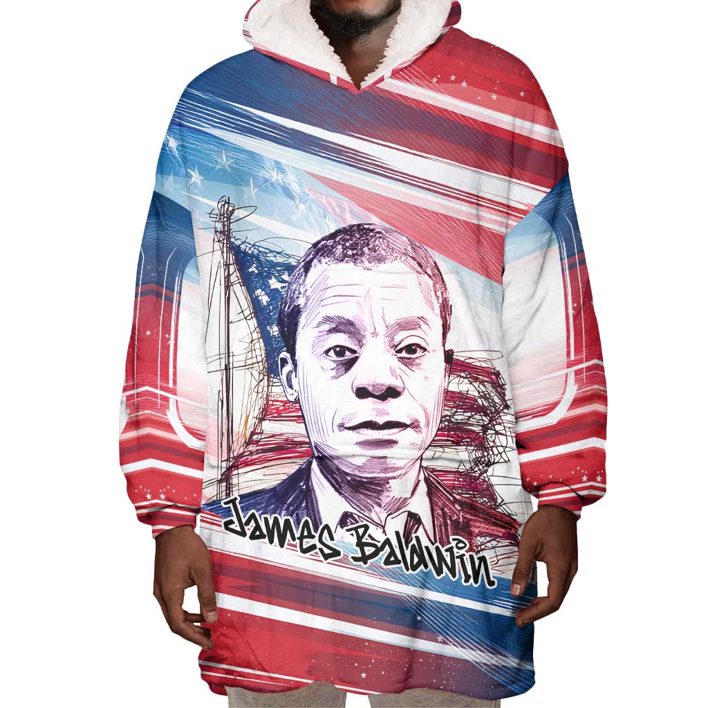 James Baldwin Wearable Blanket Hoodie Artistic Portrait Quote on Love and Awareness Civil Rights Tribute - African Pride
