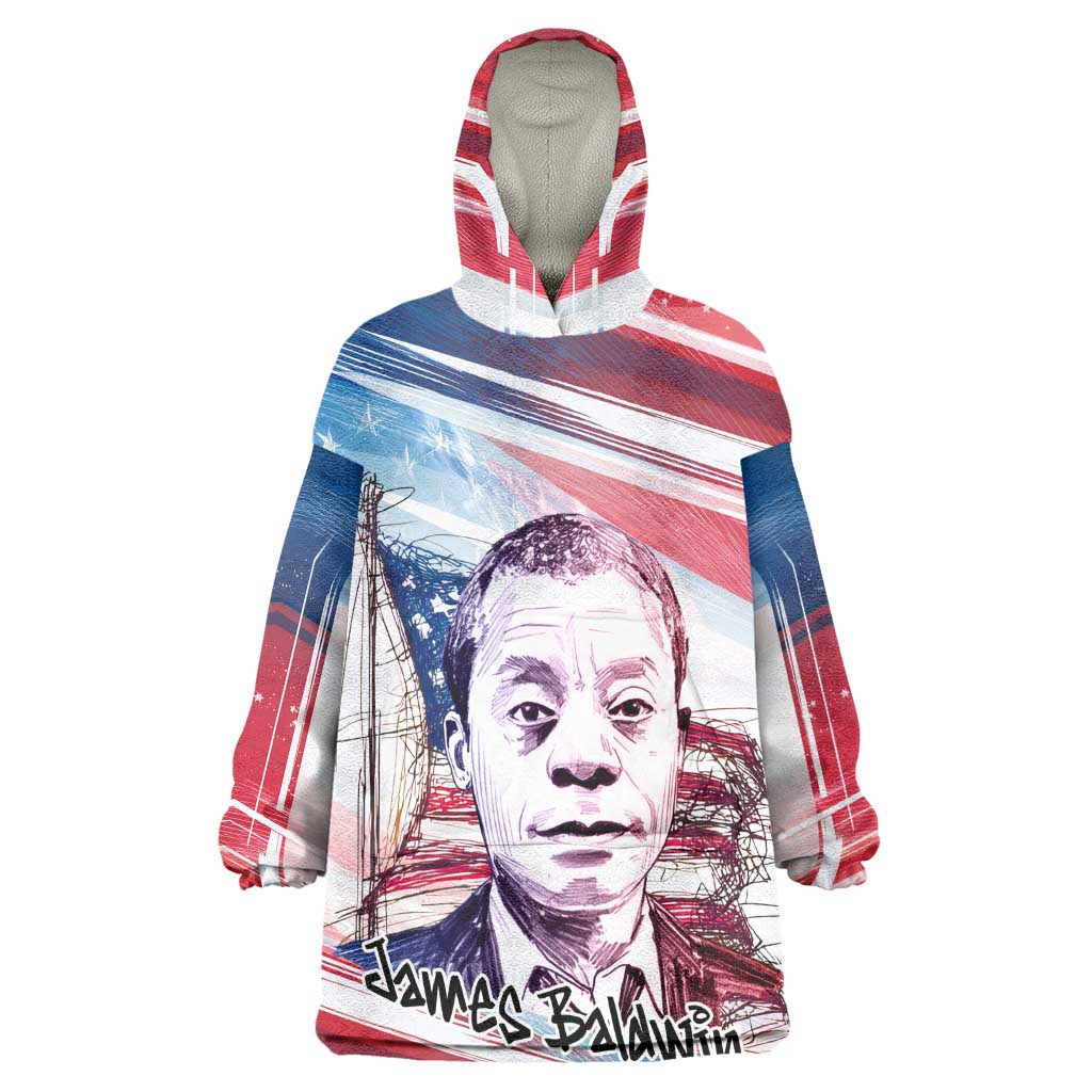 James Baldwin Wearable Blanket Hoodie Artistic Portrait Quote on Love and Awareness Civil Rights Tribute - African Pride