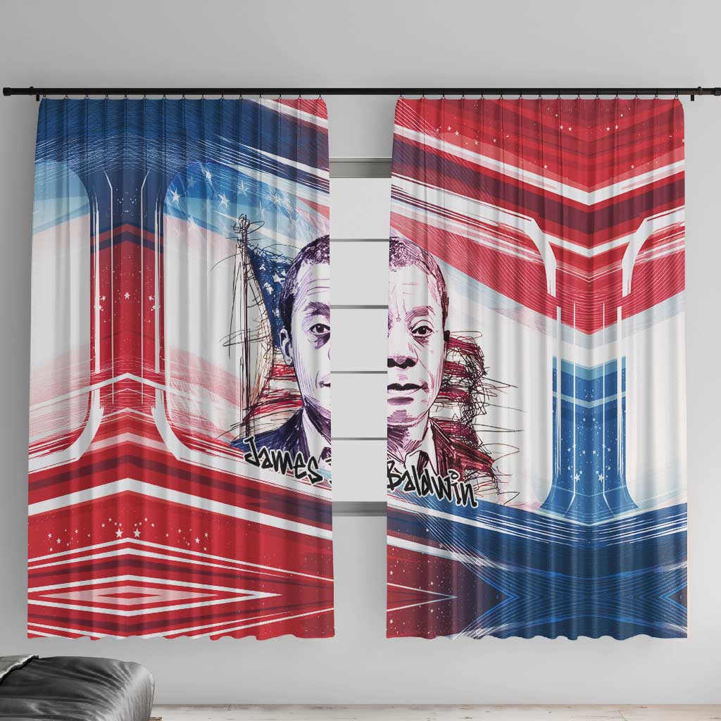 James Baldwin Window Curtain Artistic Portrait Quote on Love and Awareness Civil Rights Tribute - African Pride