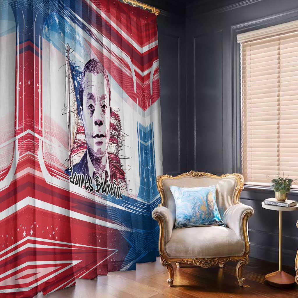 James Baldwin Window Curtain Artistic Portrait Quote on Love and Awareness Civil Rights Tribute - African Pride