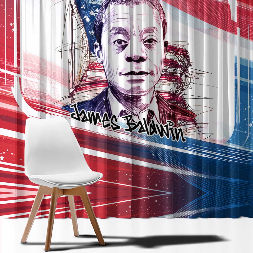 James Baldwin Window Curtain Artistic Portrait Quote on Love and Awareness Civil Rights Tribute - African Pride