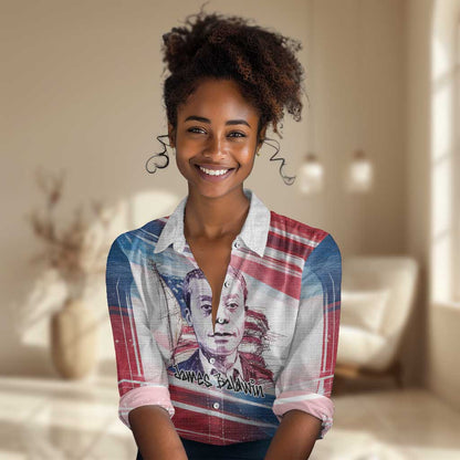 James Baldwin Women Casual Shirt Artistic Portrait Quote on Love and Awareness Civil Rights Tribute - African Pride