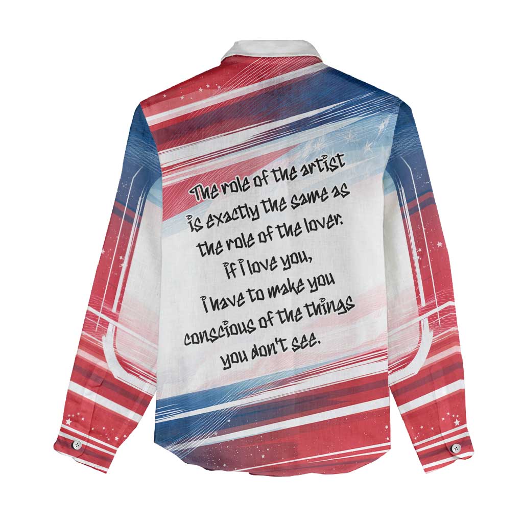 James Baldwin Women Casual Shirt Artistic Portrait Quote on Love and Awareness Civil Rights Tribute - African Pride