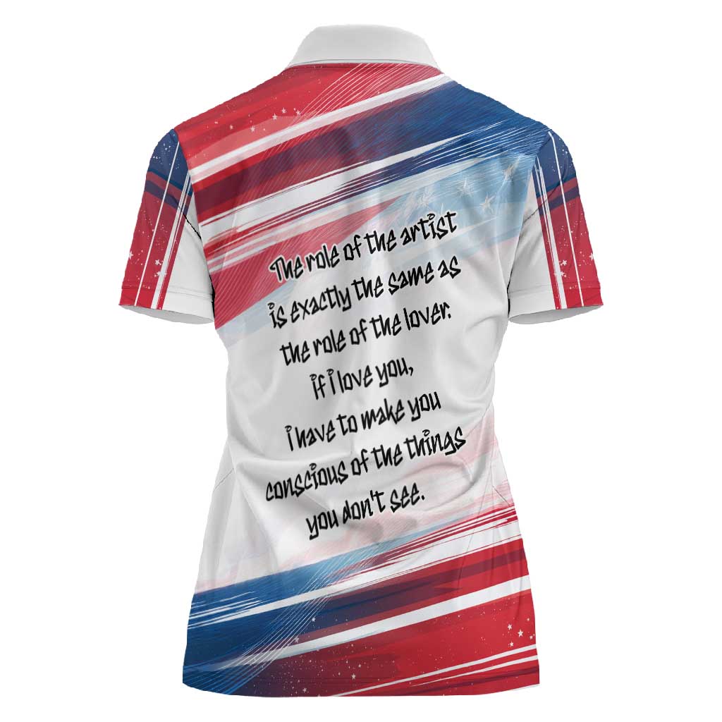 James Baldwin Women Polo Shirt Artistic Portrait Quote on Love and Awareness Civil Rights Tribute TS04