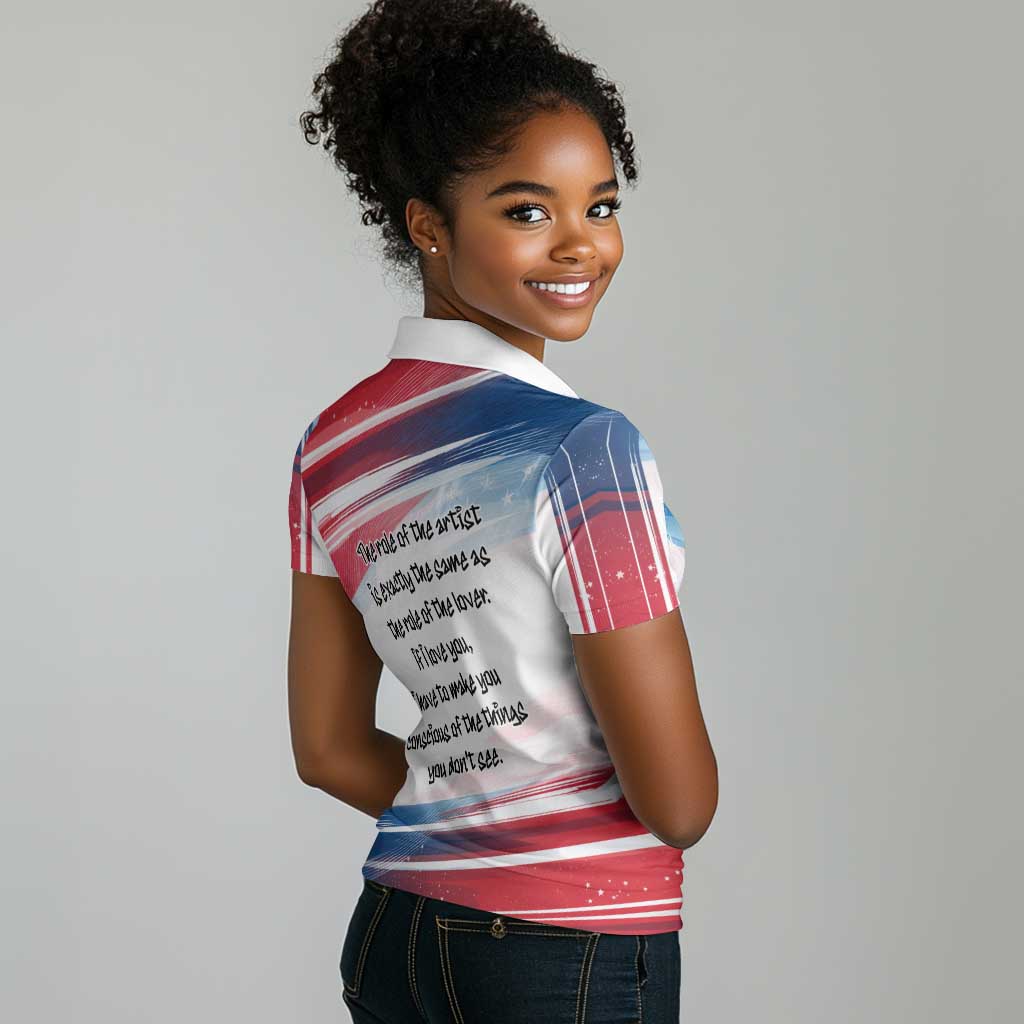 James Baldwin Women Polo Shirt Artistic Portrait Quote on Love and Awareness Civil Rights Tribute TS04