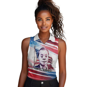 James Baldwin Women Sleeveless Polo Shirt Artistic Portrait Quote on Love and Awareness Civil Rights Tribute - African Pride