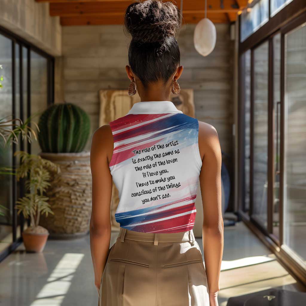 James Baldwin Women Sleeveless Polo Shirt Artistic Portrait Quote on Love and Awareness Civil Rights Tribute - African Pride