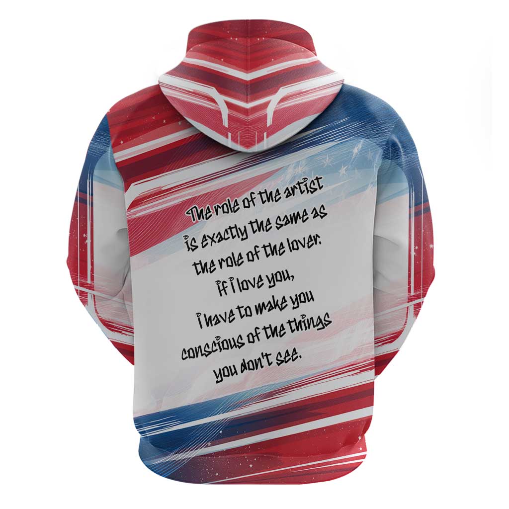 James Baldwin Zip Hoodie Artistic Portrait Quote on Love and Awareness Civil Rights Tribute - African Pride